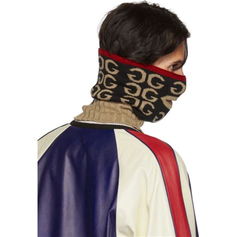 gucci black & brown mouth opening neck warmer|Gucci black for women.